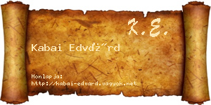 Kabai Edvárd névjegykártya